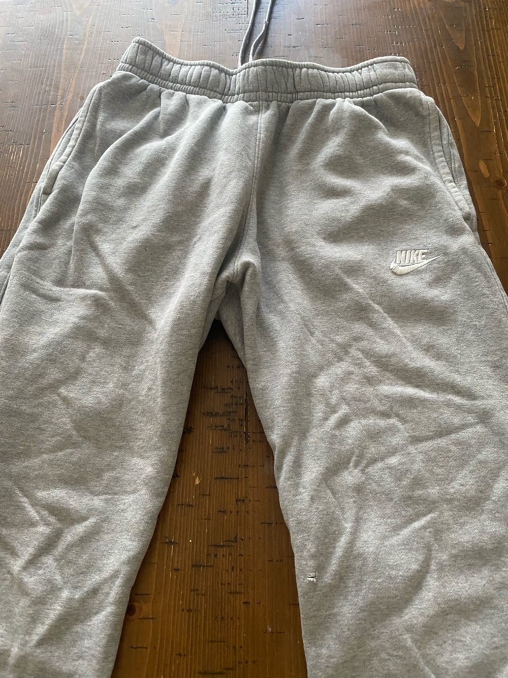 Nike Kids Light Gray Fleece Joggers with Logo